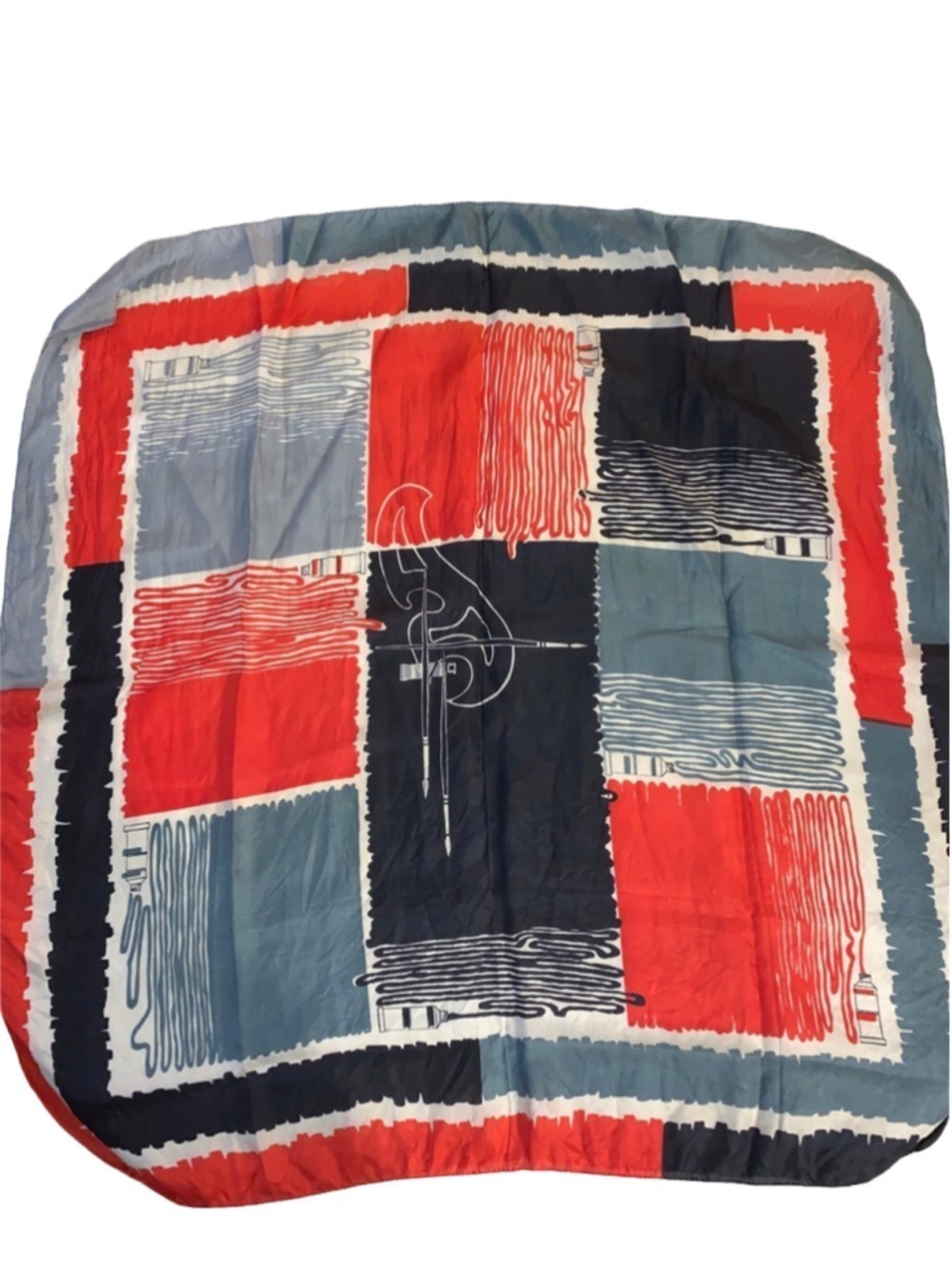 Women's Unbranded Red Black Grey Art Print Scarf One Size
